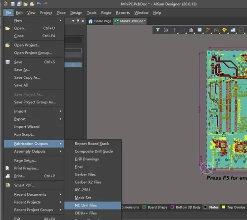 generate drill file altium